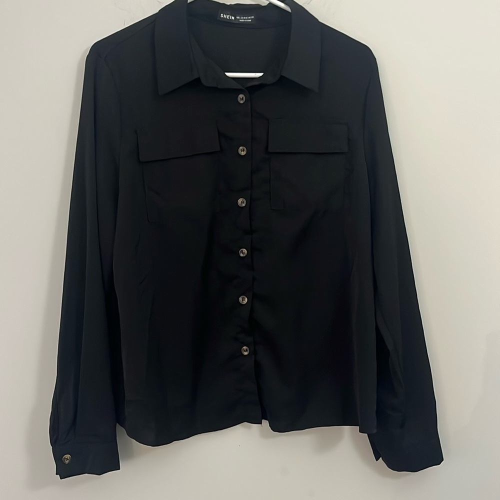 Black collared button down